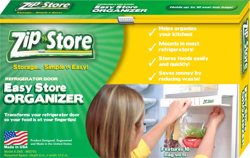 Zip n Store - Your Refrigerator Organizer - Zip lock Bags Easy Fridge Organizer - Organizes 10 Bags, Perfect For Leftovers, Easy To See & Install, Access Food, Does not come with Tracks - Door - Image 4